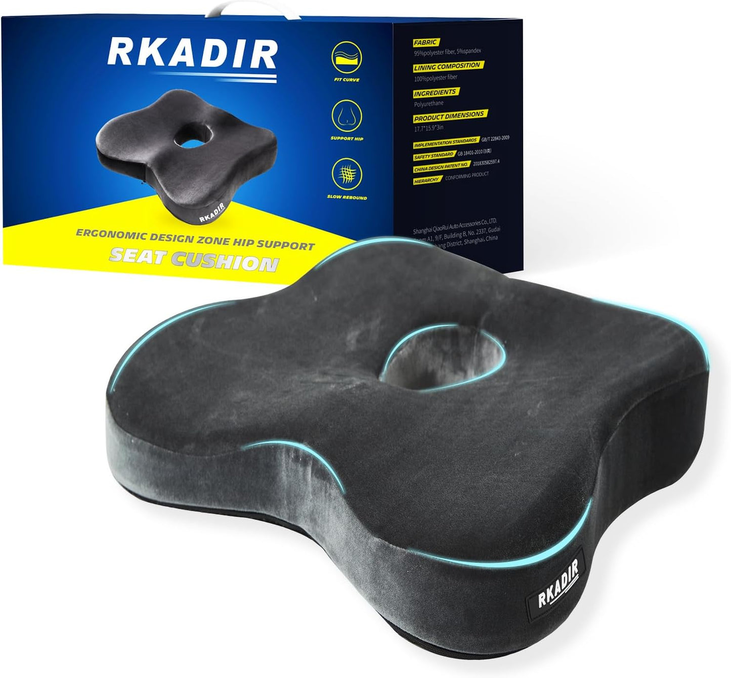 Memory Foam Sciatica Relief Seat Cushion by RKADIR