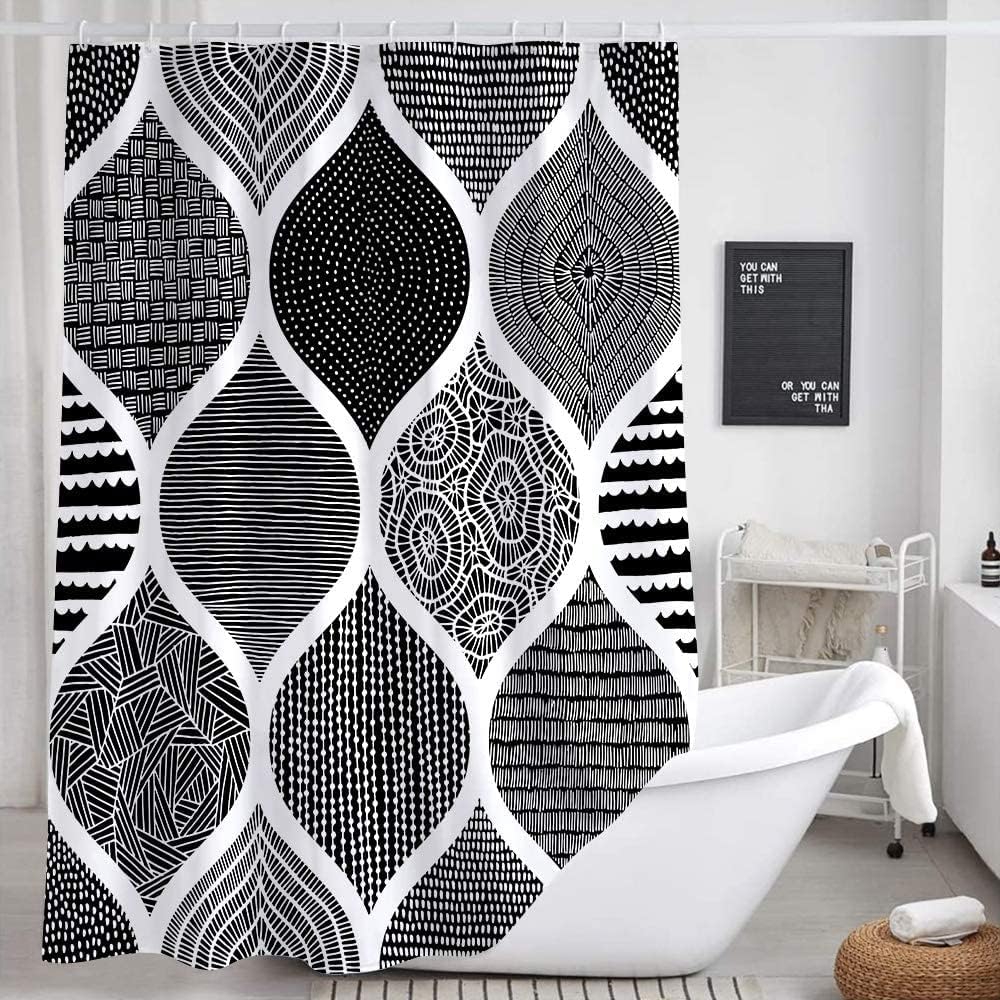 Boho Chic Monochrome Shower Curtain Set