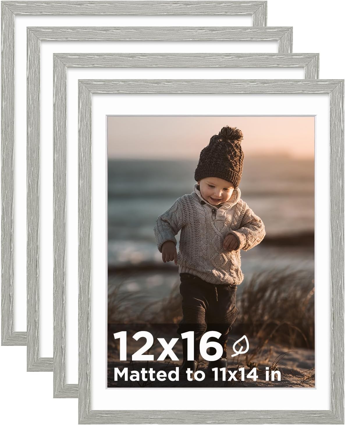 KINLINK 12x16 Picture Frame Set of 4 in Light Grey Color