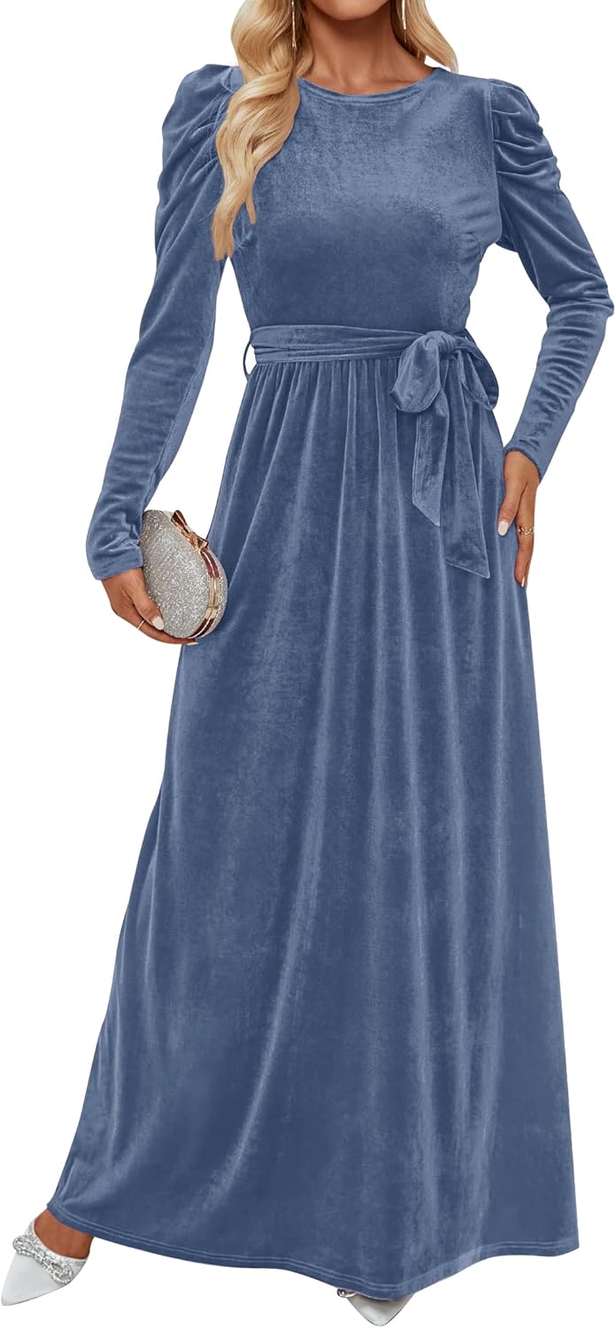ZESICA Women's Velvet Maxi Dress for Elegant Fall Events