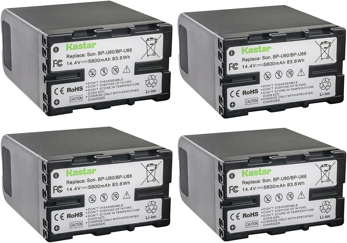 Kastar 4-Pack BP-U60 Battery for Sony PXW-FS7M2K and More