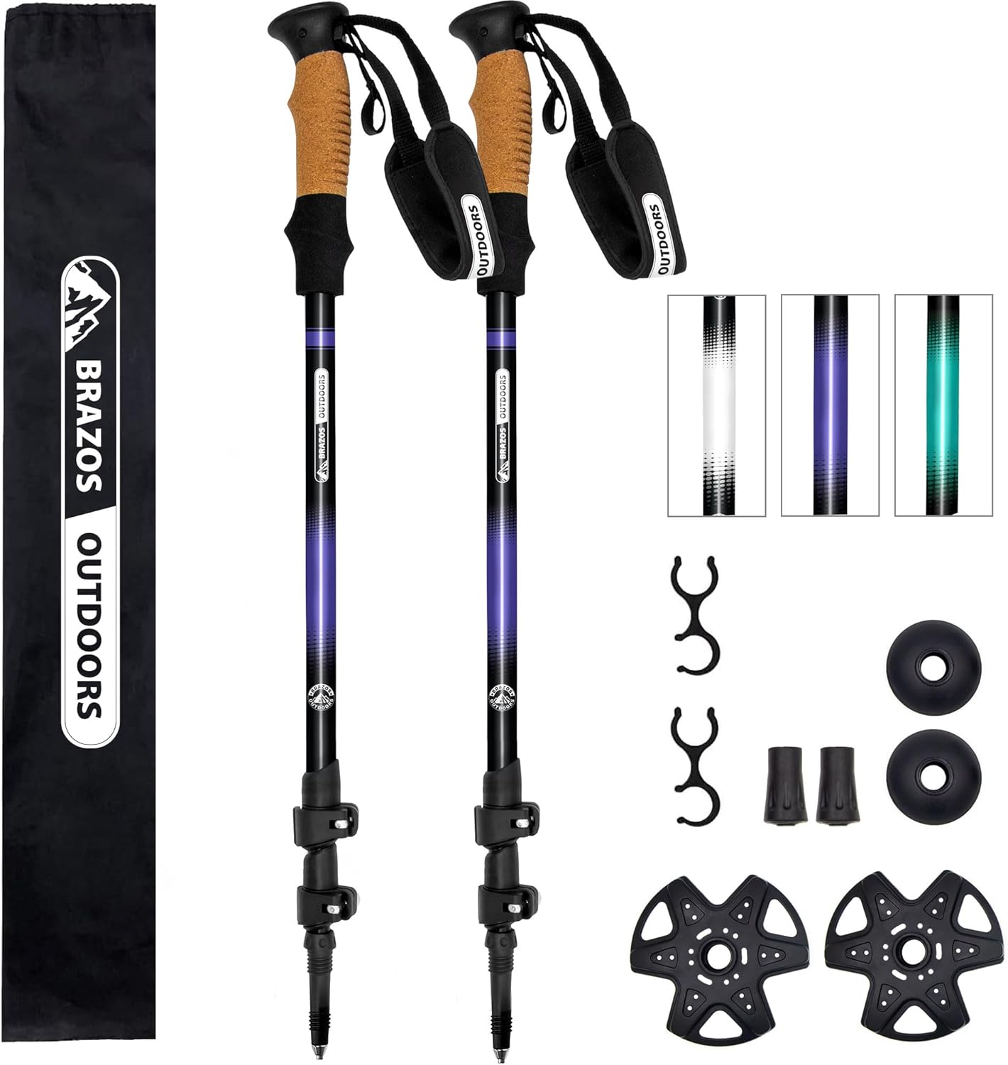 Brazos Collapsible Trekking Poles | Ultra-Light Aluminum | All-Terrain Hiking
