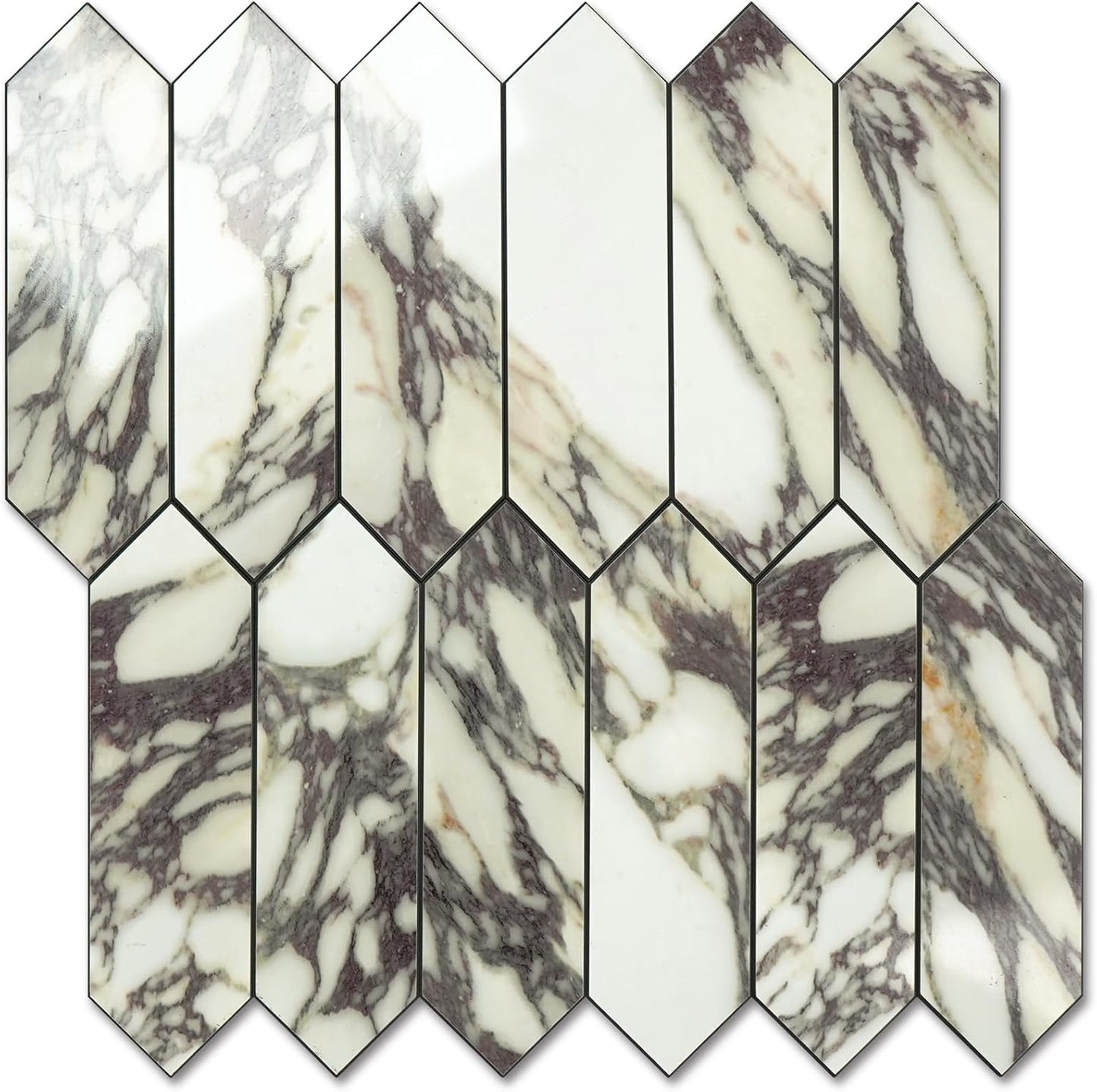 Vamos Tile Glossy Marble Purple Peel and Stick Backsplash Tile