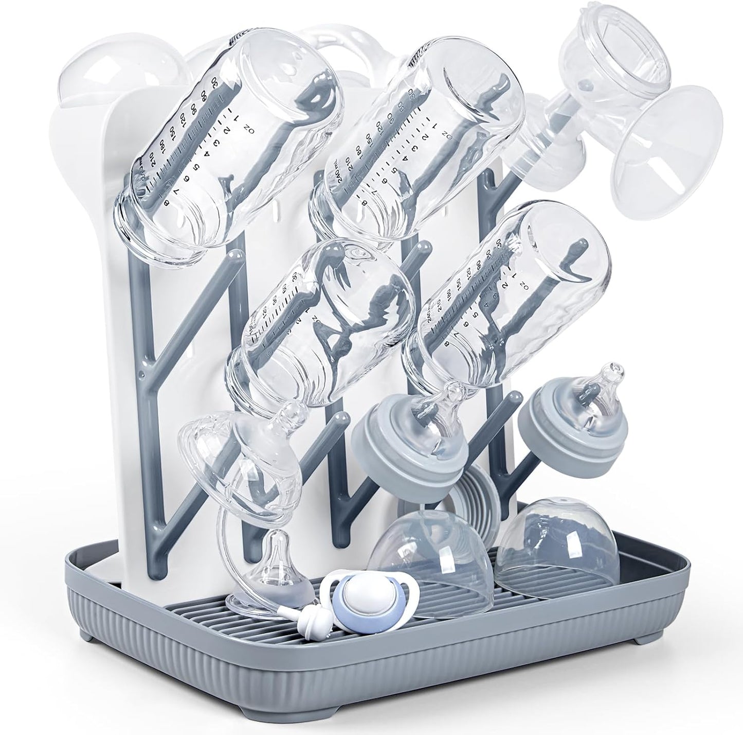 Space-Saving Baby Bottle Drying Rack - Gray