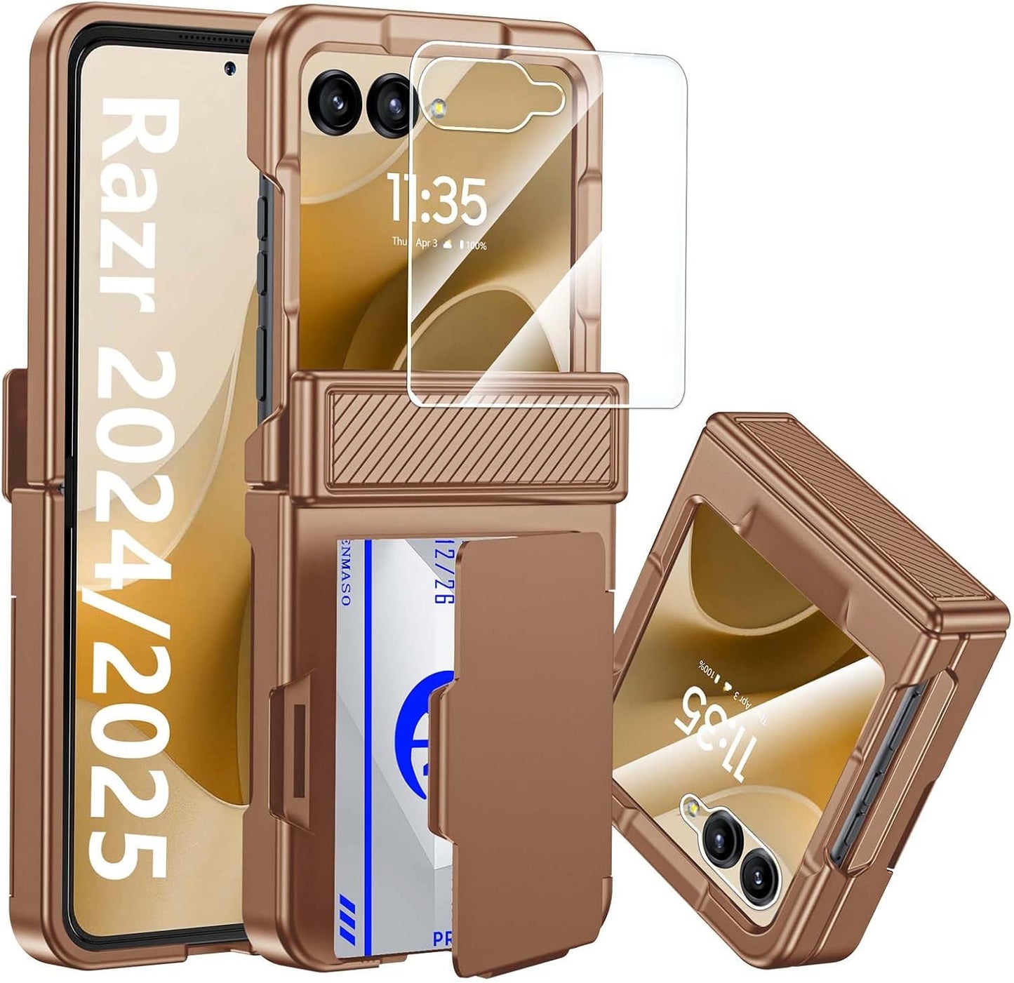 CENMASO Motorola Razr 2025 Case with Card Holder & Protection