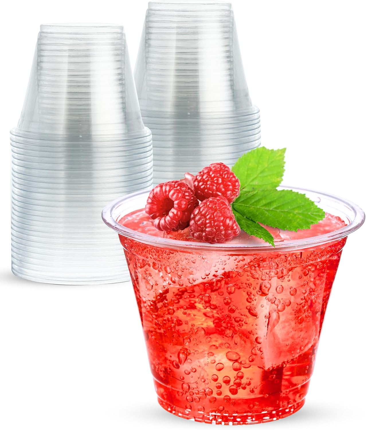 50 Pack 9oz Clear Plastic Party Cups - Perfect for Weddings and Cocktails!
