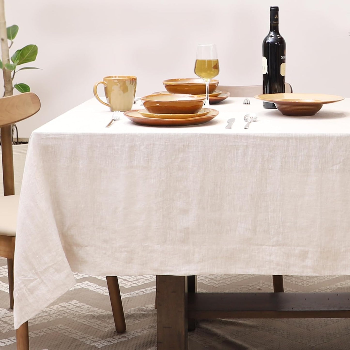 100% Pure Linen Tablecloth for Rectangle Tables - 60 x 84 in