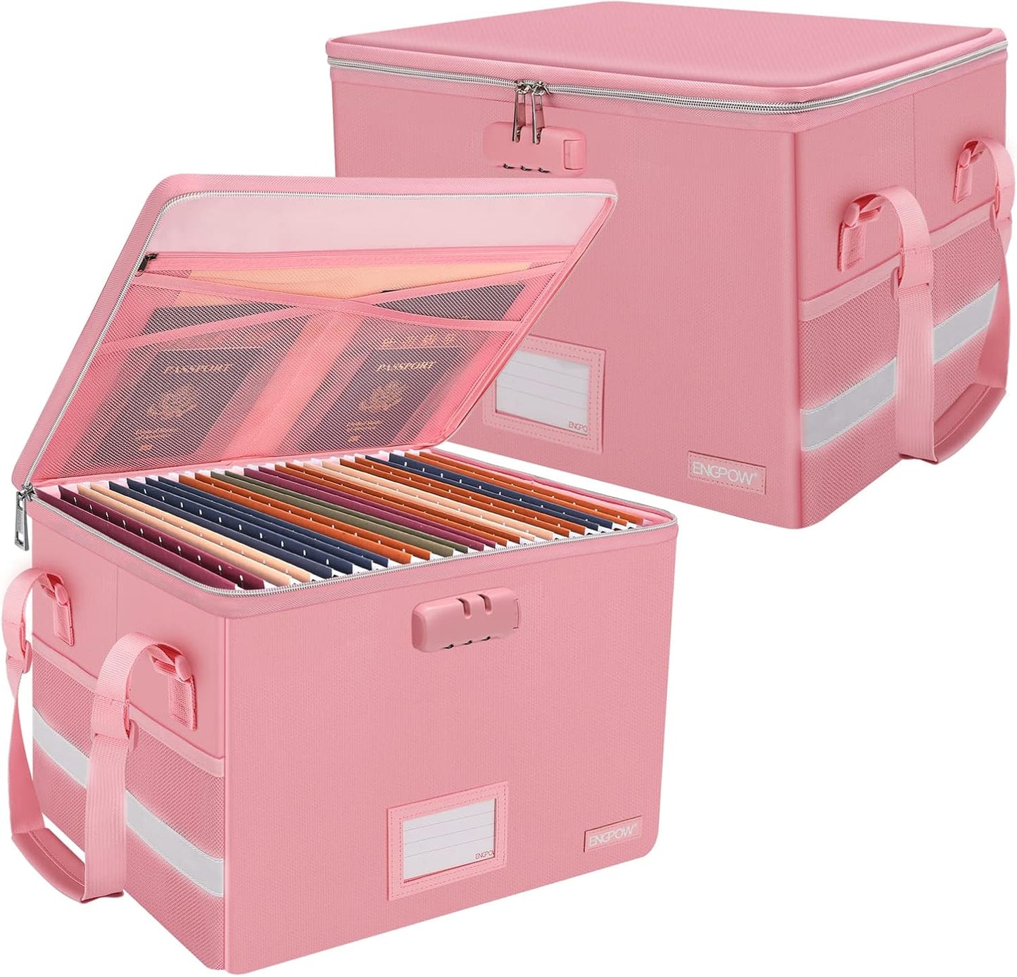 ENGPOW Fireproof Document Box with Lock for Secure Storage