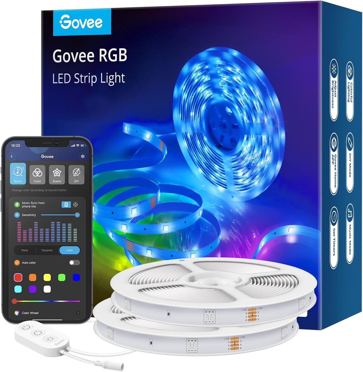 Govee Smart RGB LED Strip Lights for Bedroom with Voice Control