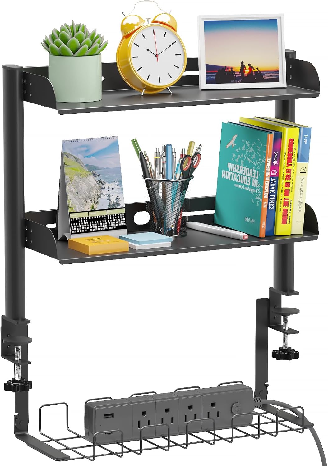 Henyol Clamp-On Desk Shelf: Organize Cables Easily!