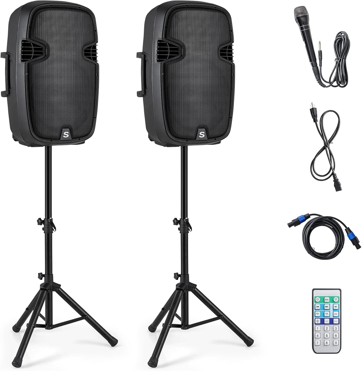 GOFLAME Portable 15in PA Speaker System Set for DJs and Events