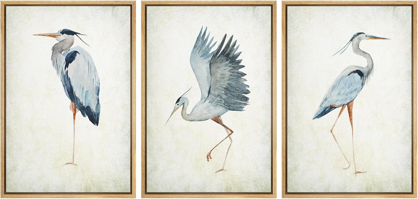MUDECOR Framed Canvas Print Wall Art Heron Bird Minimalist Decor