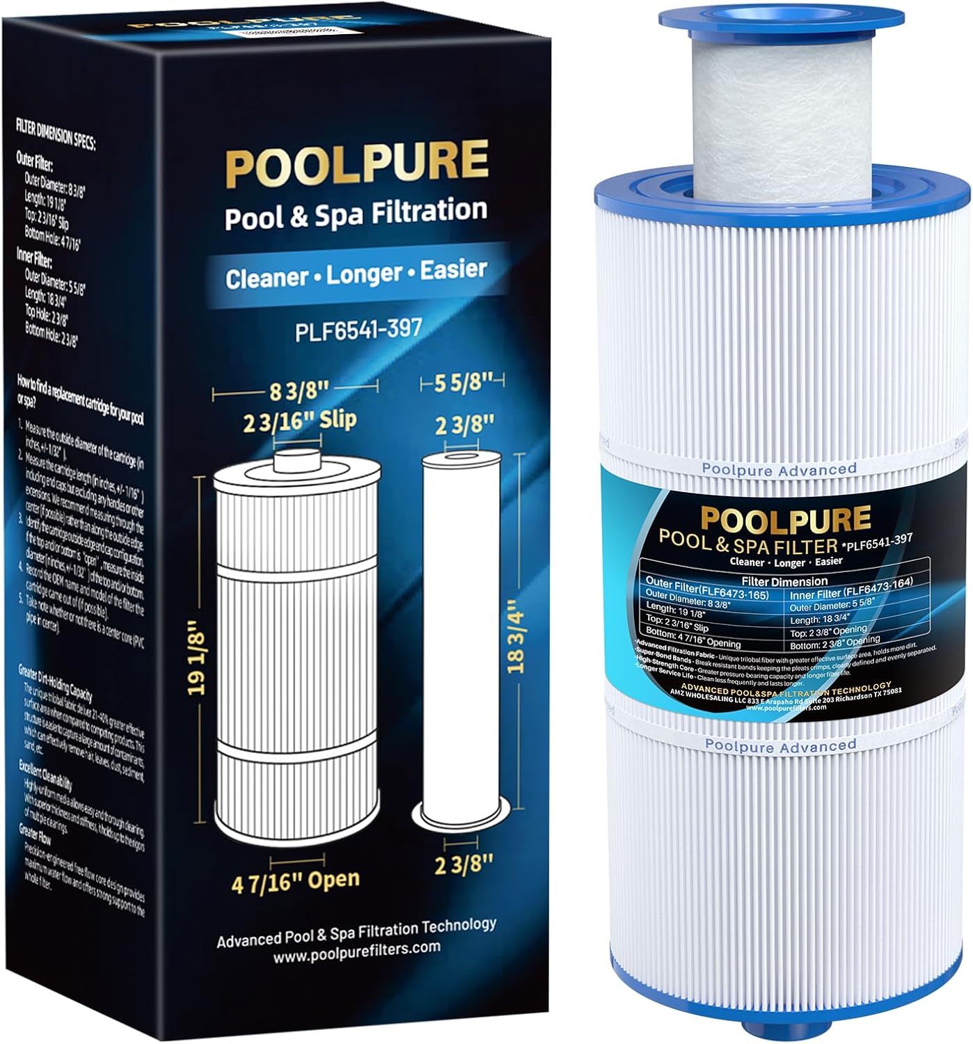 POOLPURE 6541-397 Spa Filter Cartridge for Sundance 880 Series