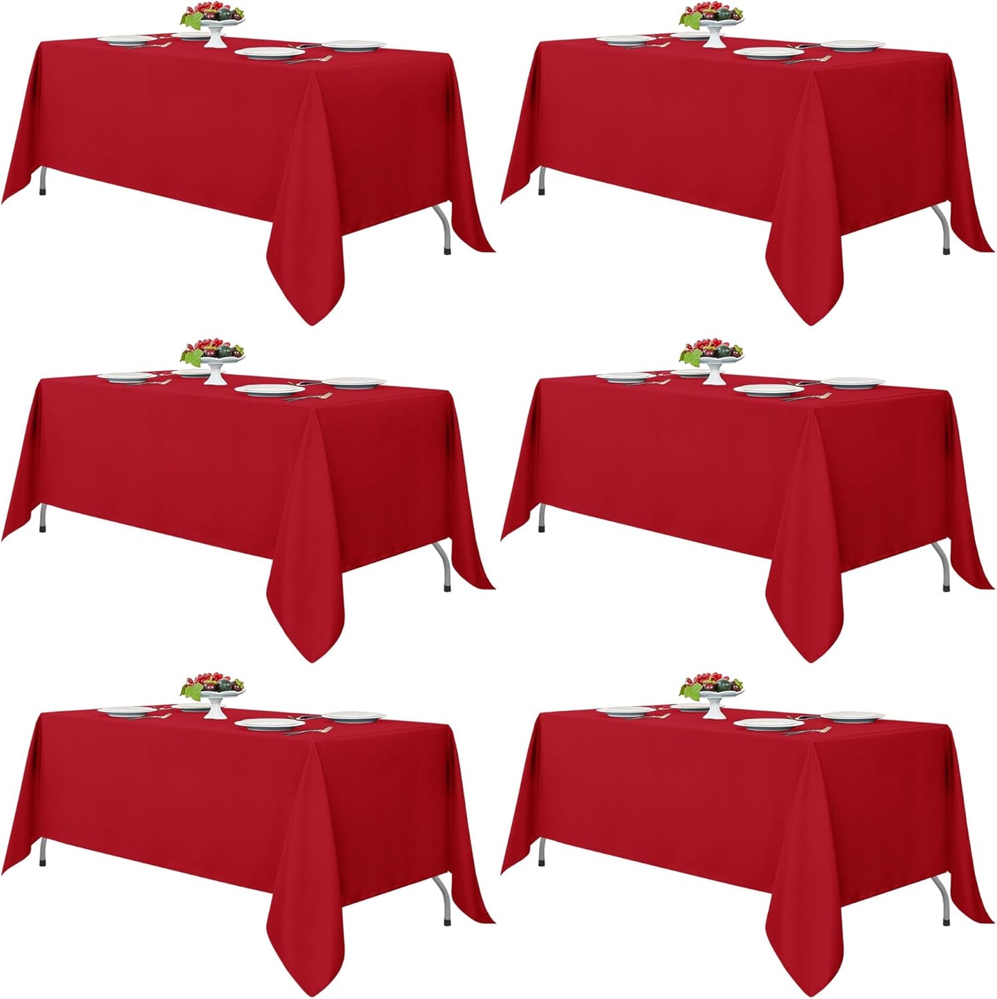 Fitable Red Tablecloths for Rectangle Tables - 6 Pack 70 x 120