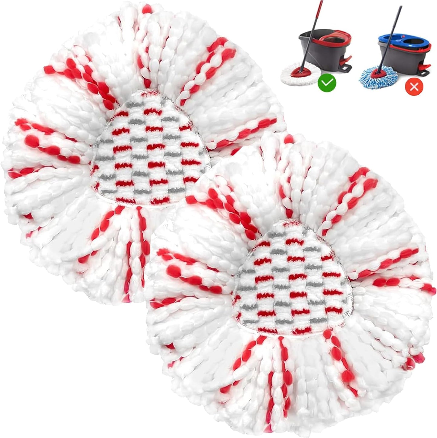 2 Pack Spin Mop Heads - 40% More Cleaning Power