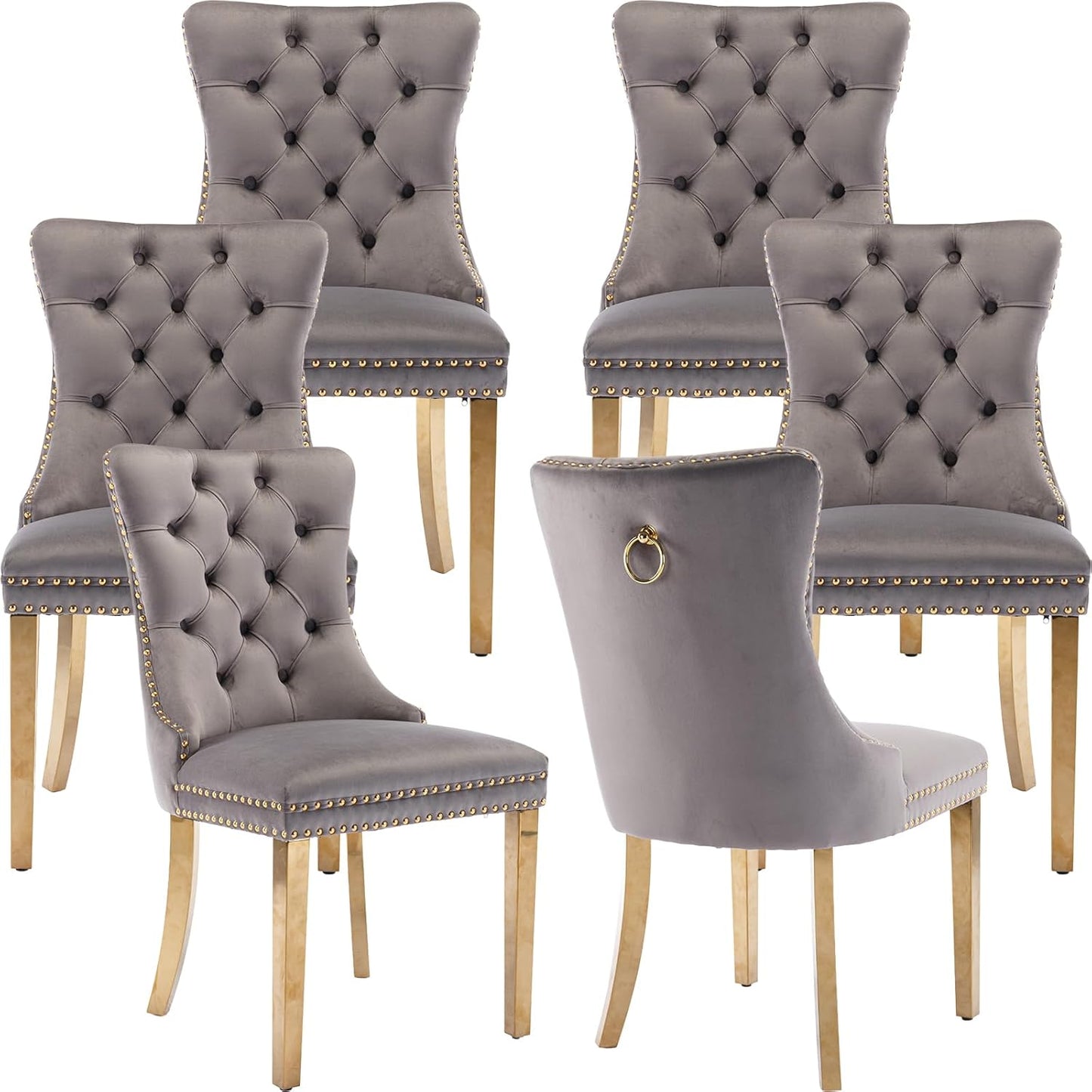 Velvet Dining Chairs Set of 6 for Stylish Kitchen Decor