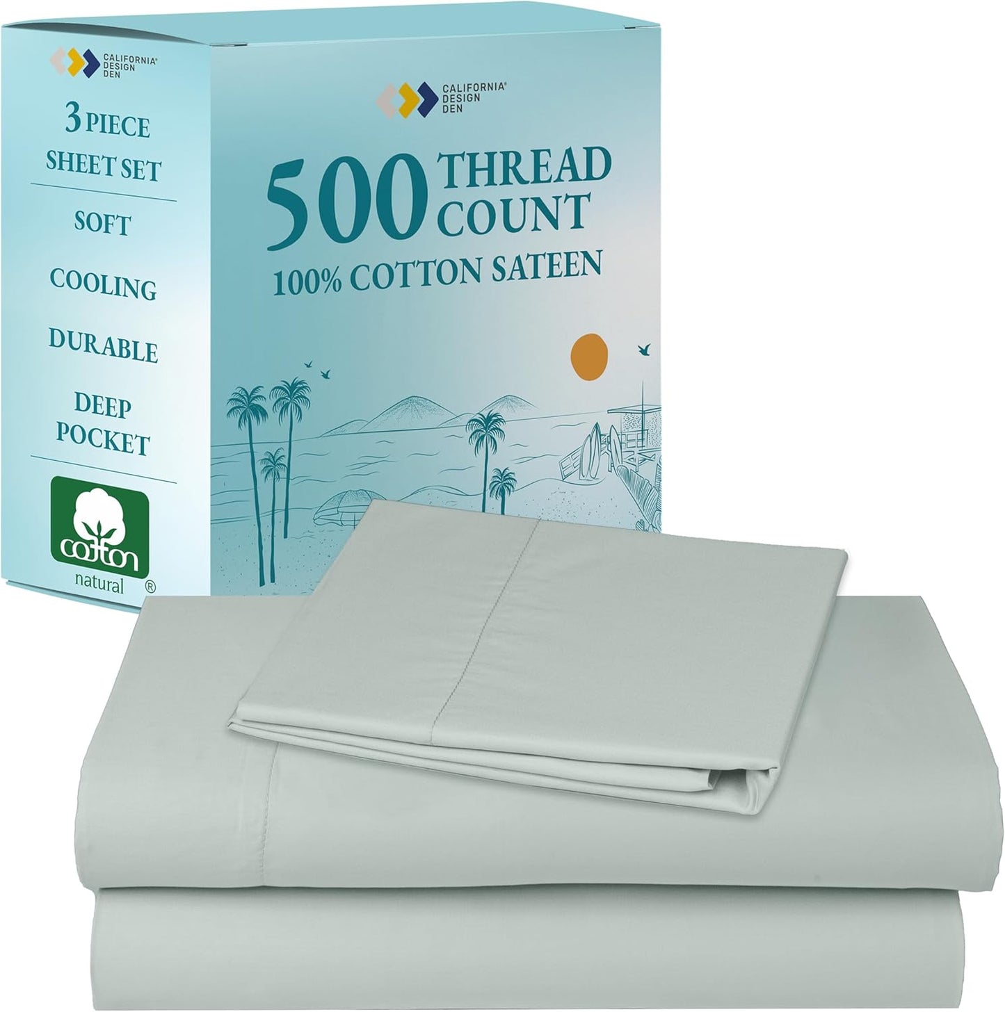 California Design Den Twin Cotton Sheets Set for Comfortable Sleep