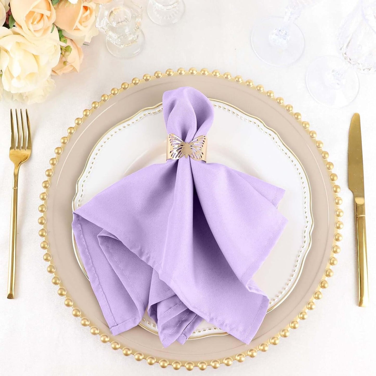 Lavender Violet Seamless Dinner Napkins Set of 100 for Events
