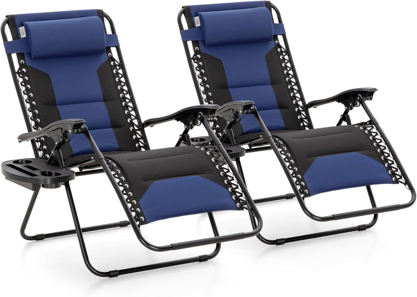 Oversized XXL Padded Zero Gravity Chair Set of 2 for Comfort