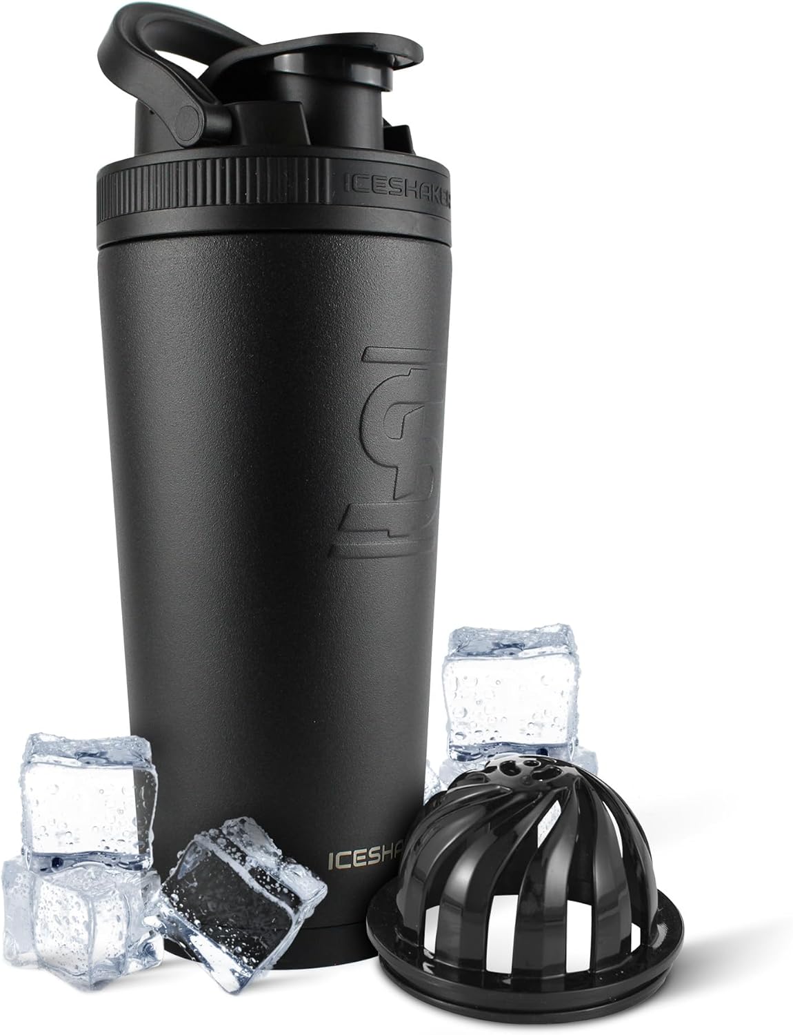 26oz Black Insulated Steel Shaker | Cold 30+ Hrs | Twist Agitator | Odor-Free