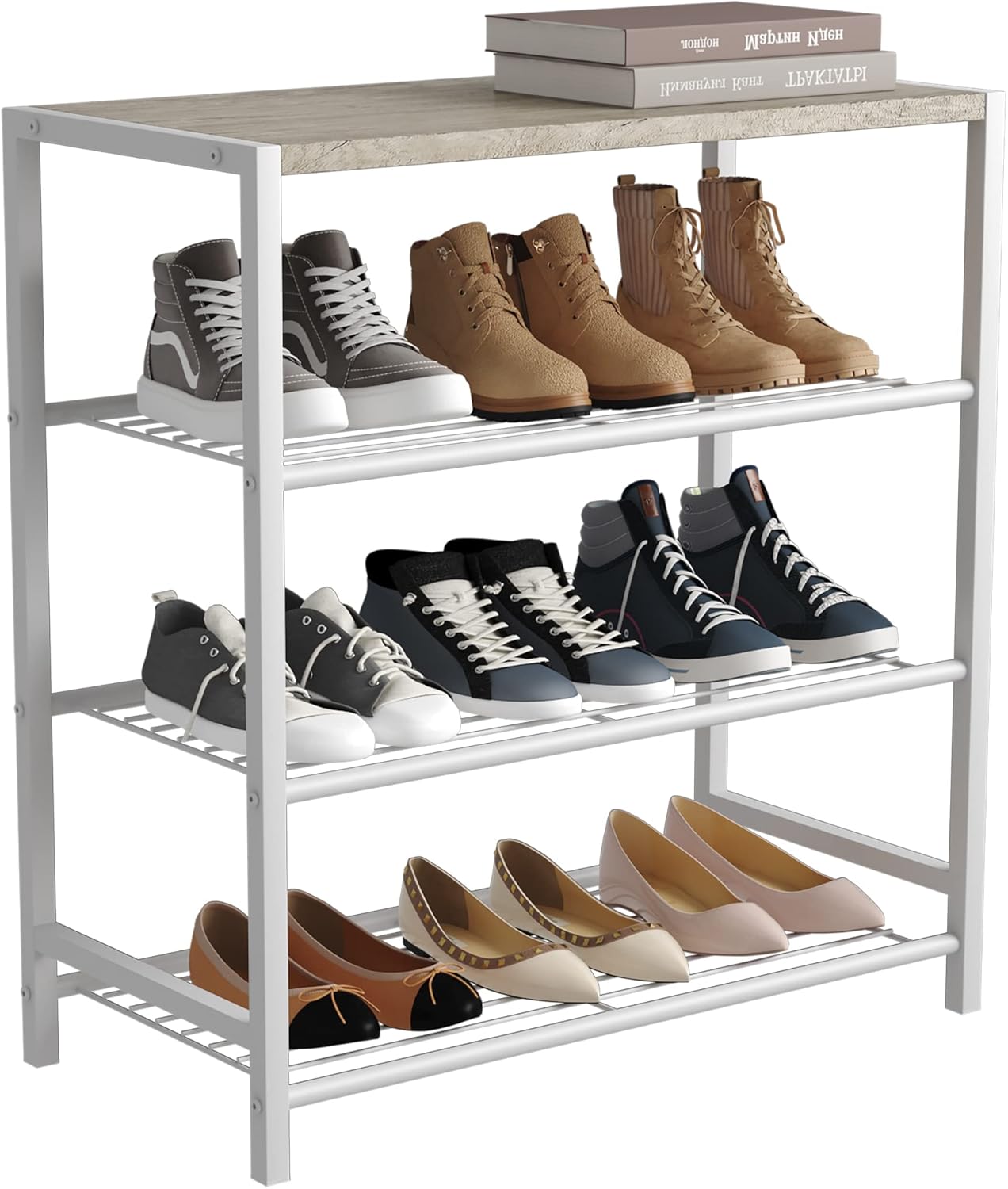 HOMEFORT 4-Tier Shoe Rack for Stylish Entryway Storage