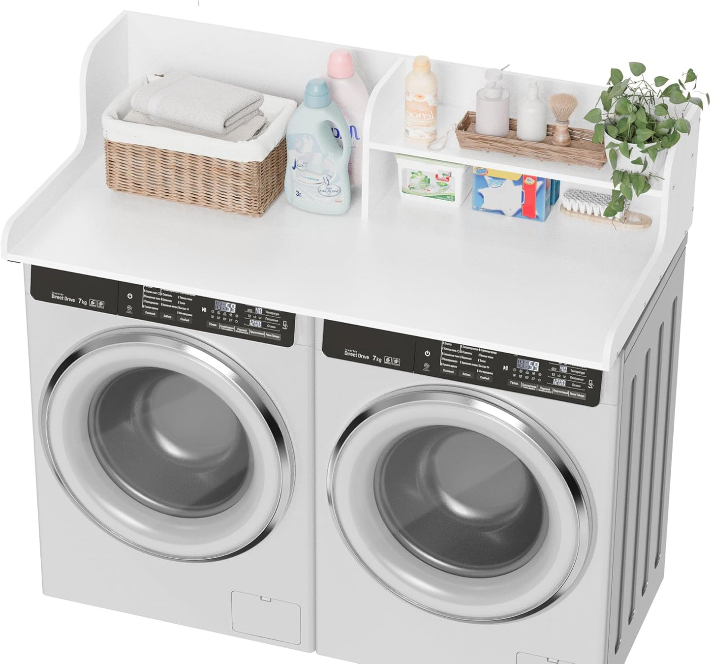 DTK Washer Dryer Wood Countertop with Shelf for Laundry Needs
