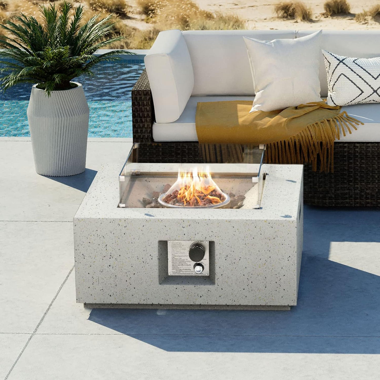 COSIEST Outdoor Propane Fire Pit Coffee Table for Patio