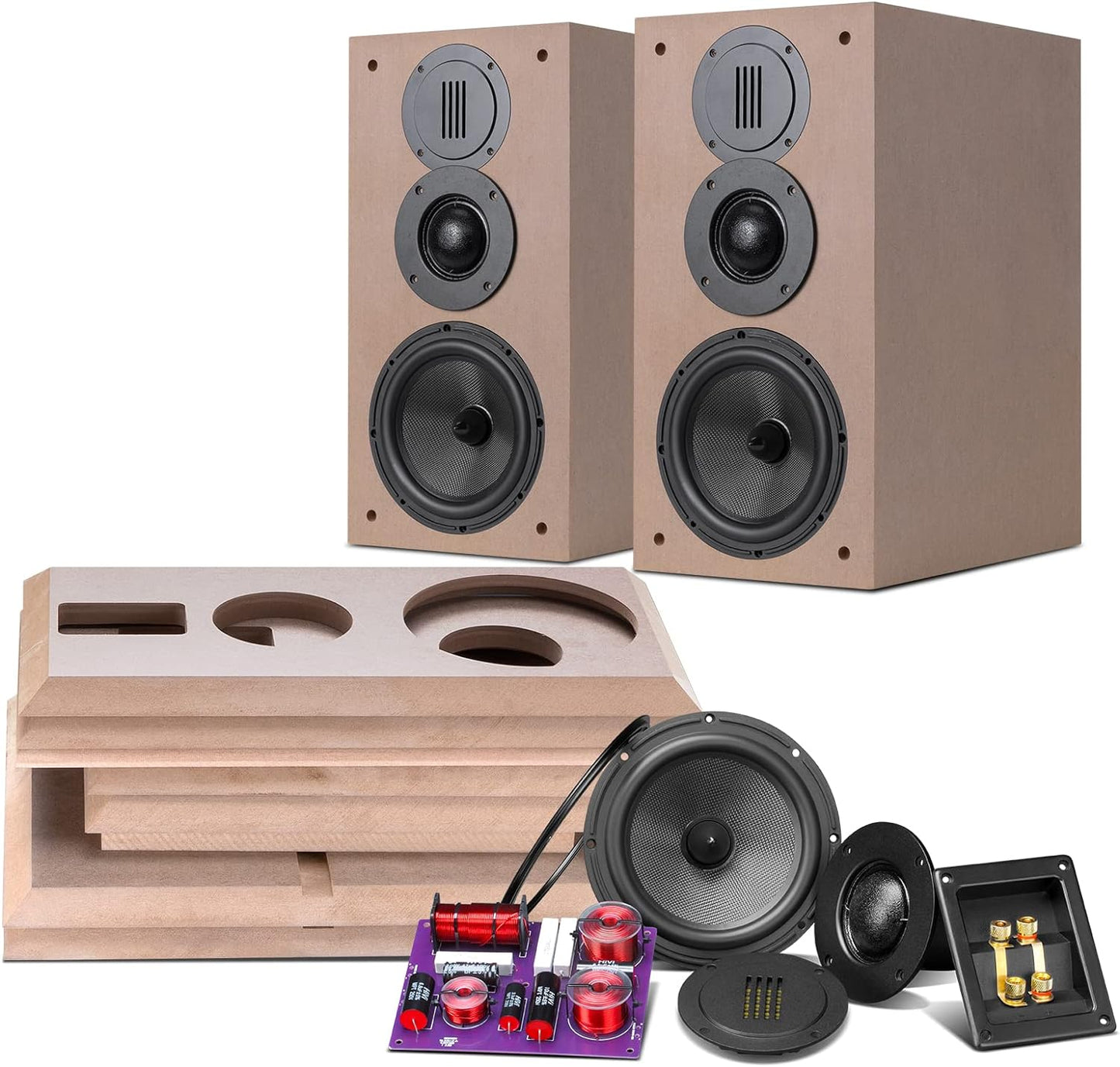 DIY 3 Way Passive Bookshelf Speakers - 120W Home Theater Power