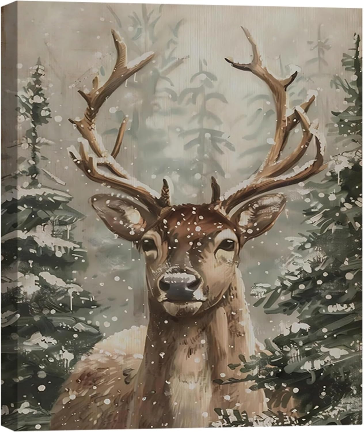 Rustic Reindeer Christmas Wall Art for Living Room & Bedroom