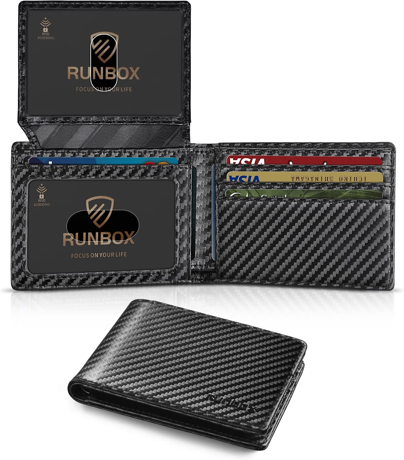 RUNBOX Slim RFID Leather Wallet for Men with Gift Box
