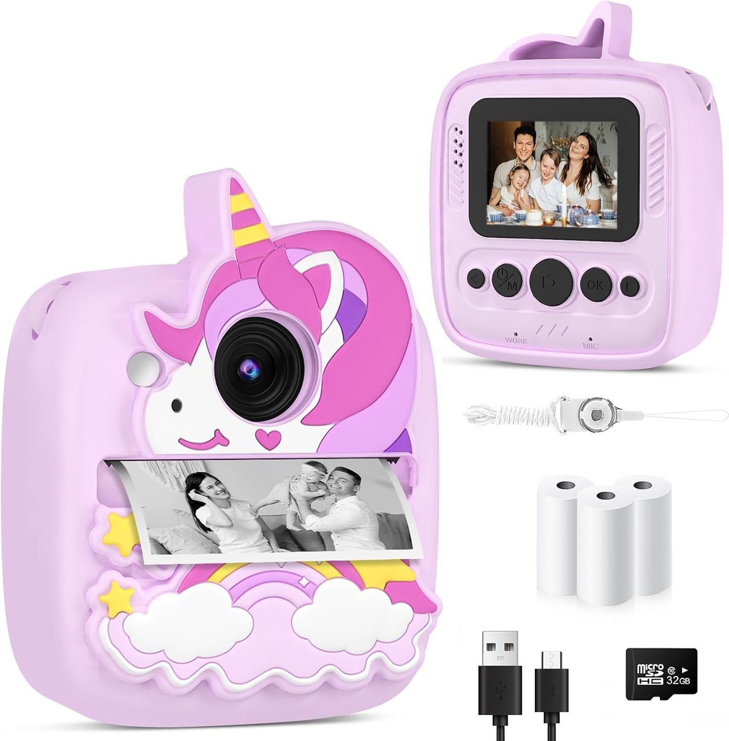YINGOOT Kids Instant Print Camera - 48MP & 1080P, Ideal Gift for 3-10 Year Old Girls