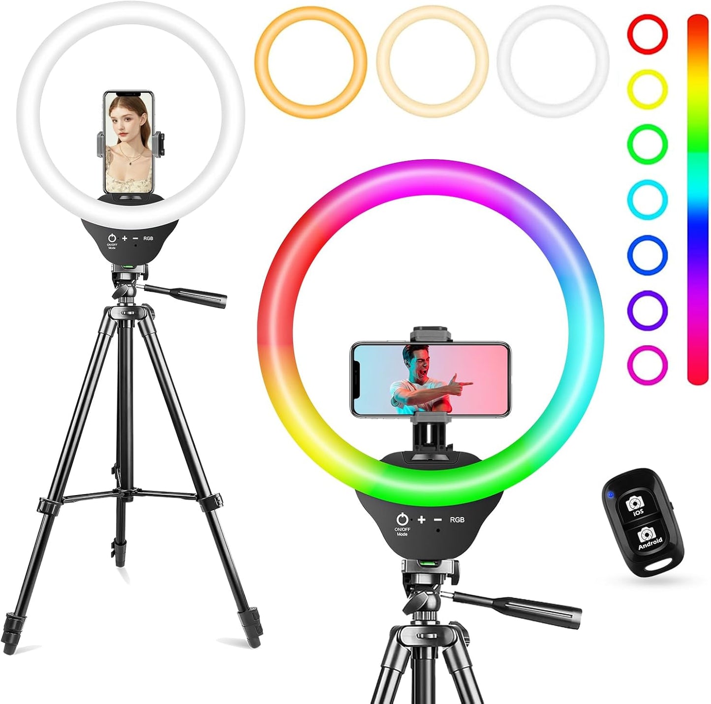 Sensyne 10ft' RGB Ring Light with Extendable Tripod for Creators