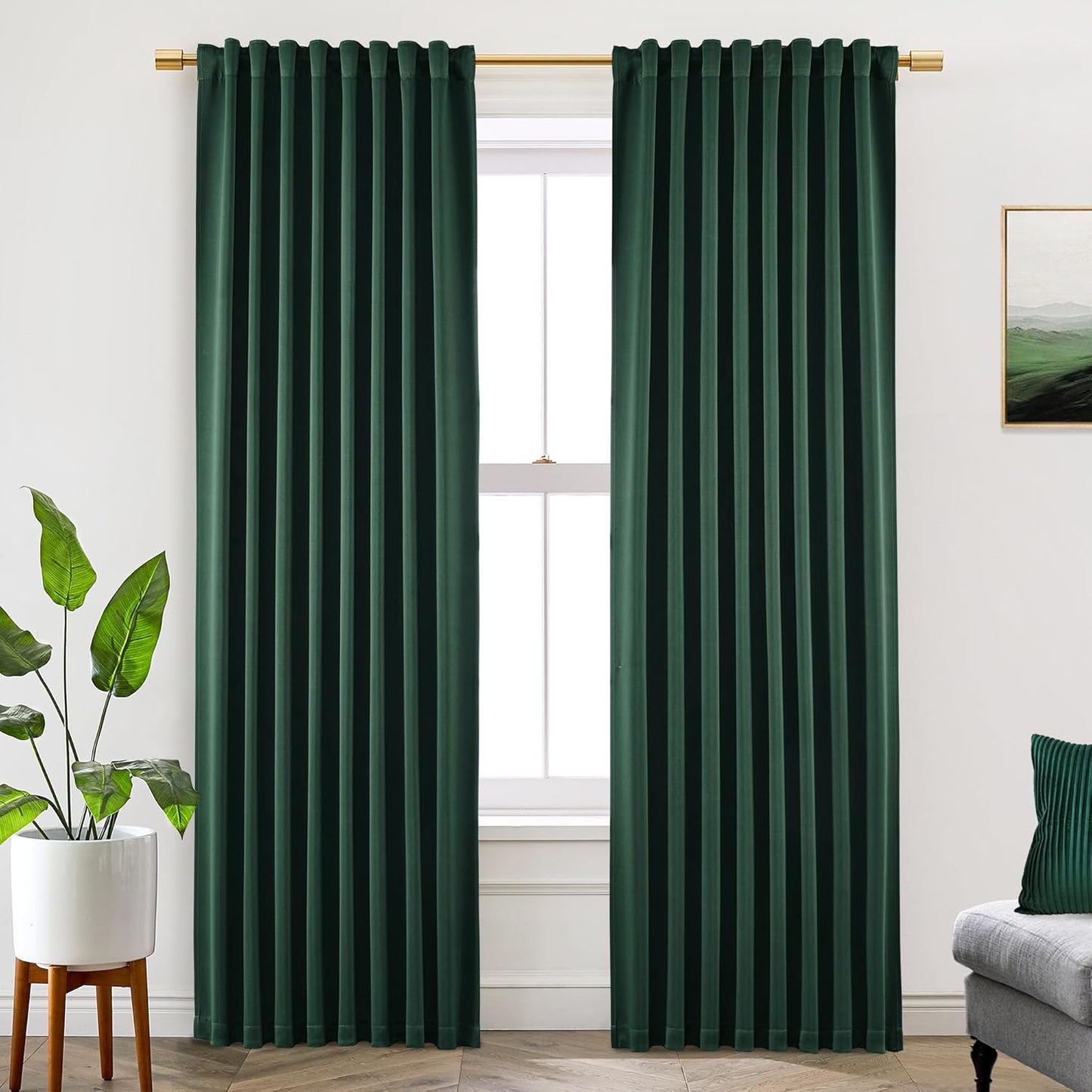 SHINELAND Emerald Green Blackout Curtains for Living Room 102 in