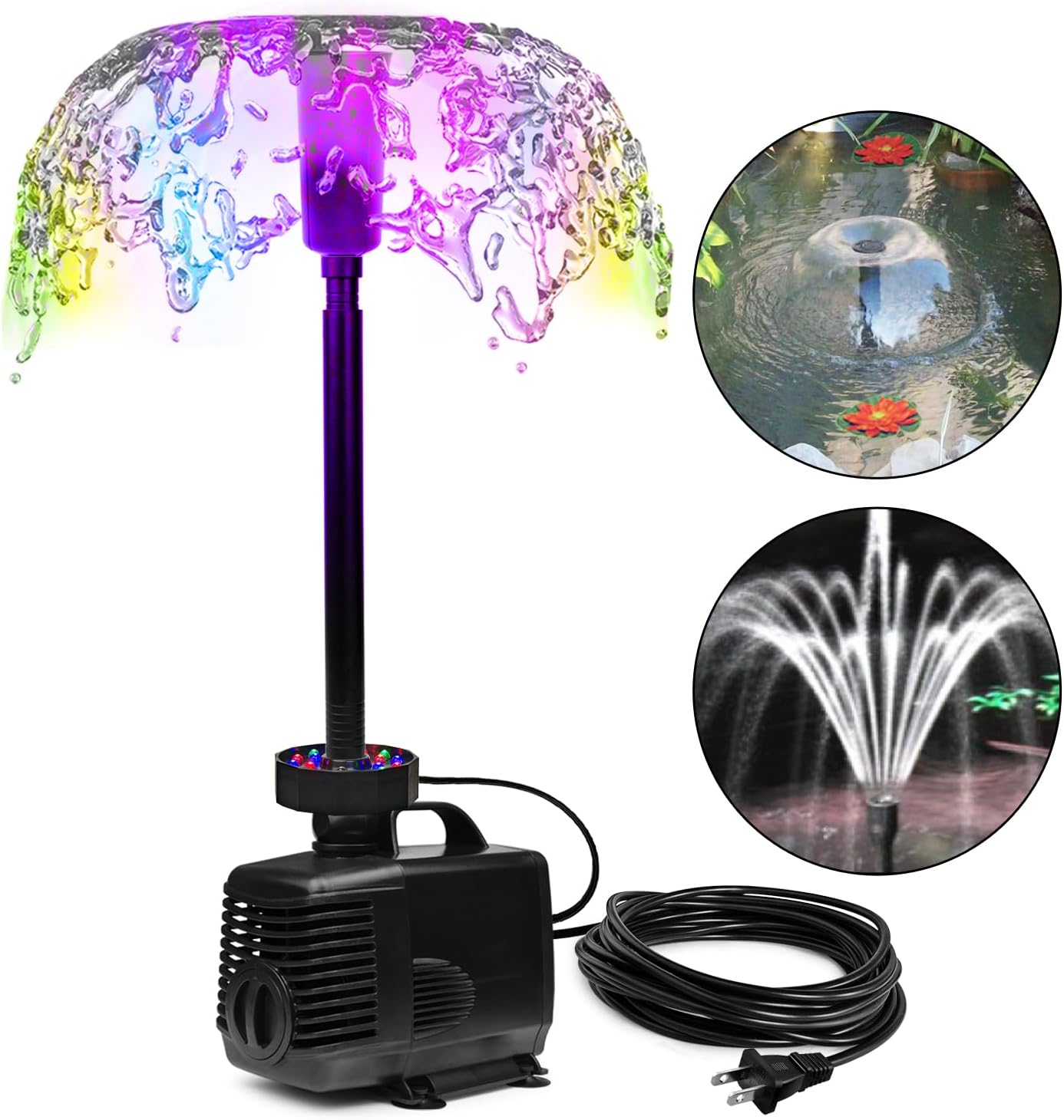45W LED Pond Pump with Fountain Kit for Aquariums and Ponds