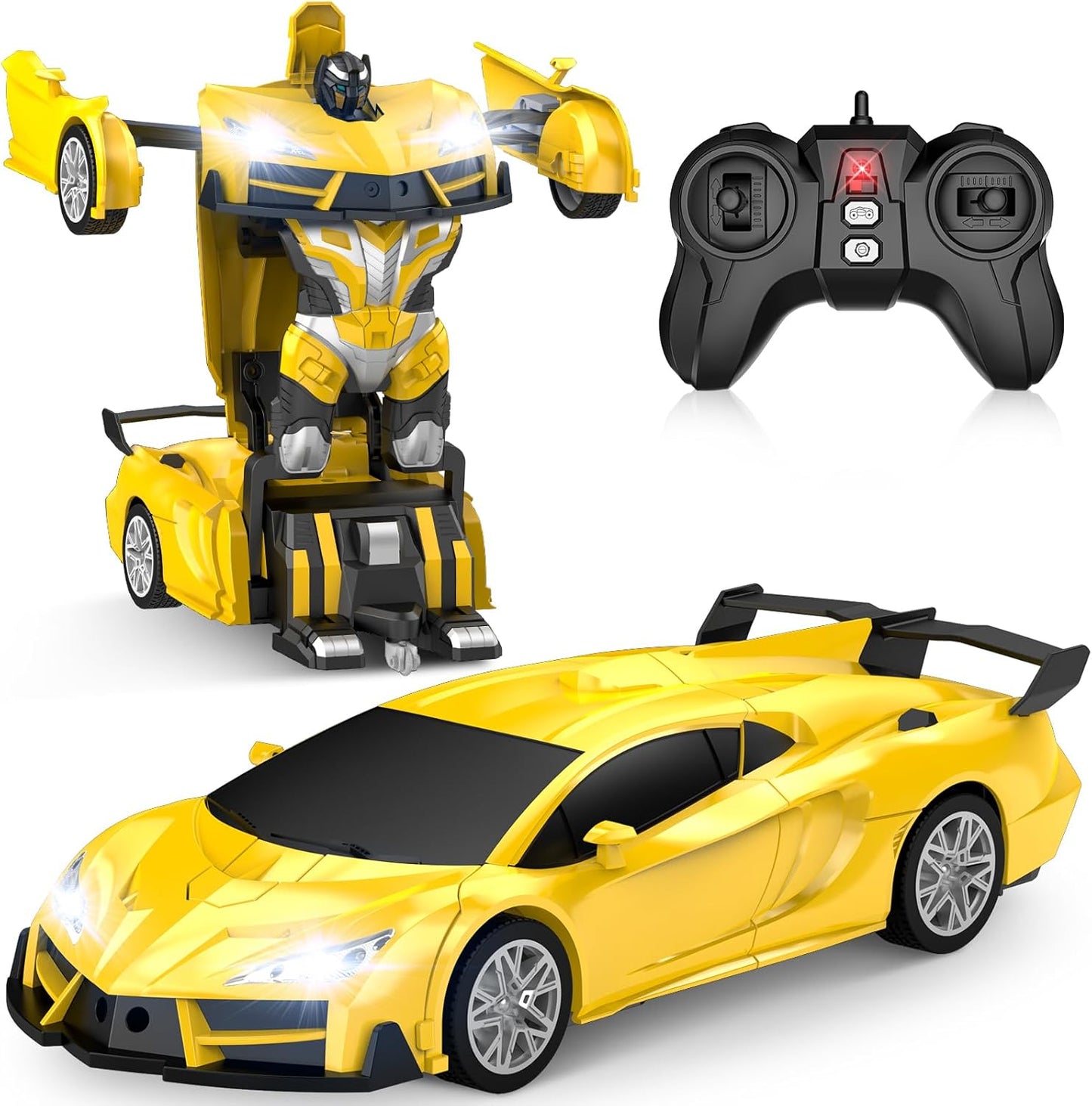 Transforming Robot RC Car with LED Headlights - Perfect Gift for Kids!