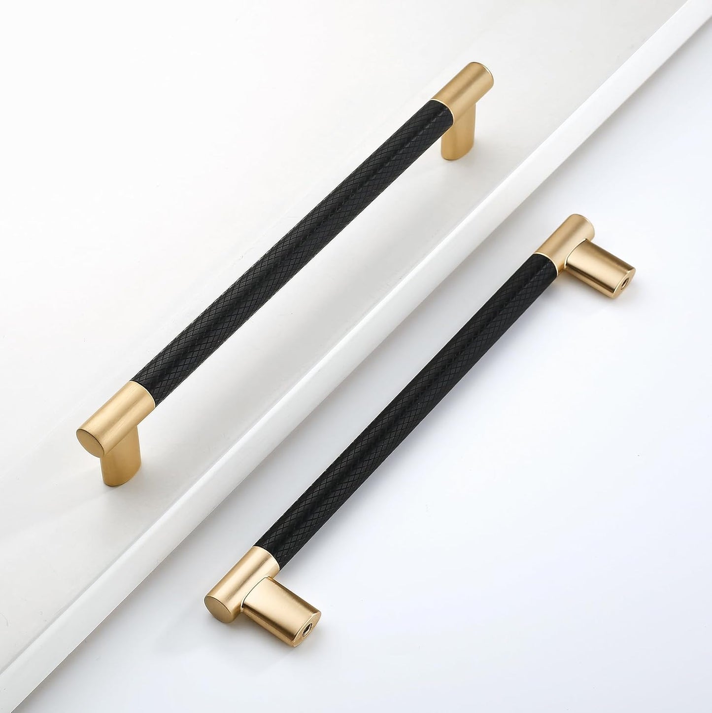 7 Inch Hole Center Kitchen Cabinet Handles in Black and Gold