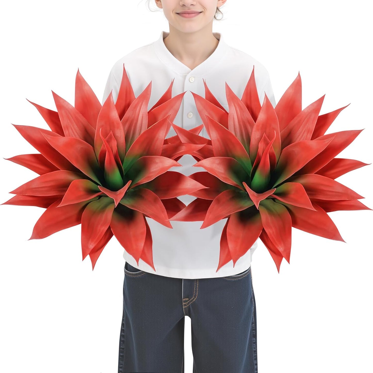 Velener Fall Fake Agave Plant - Stunning Red Faux Succulent