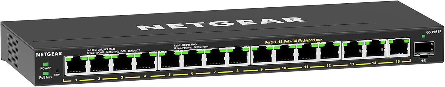 NETGEAR 16-Port PoE Gigabit Ethernet Switch for Smart Networking