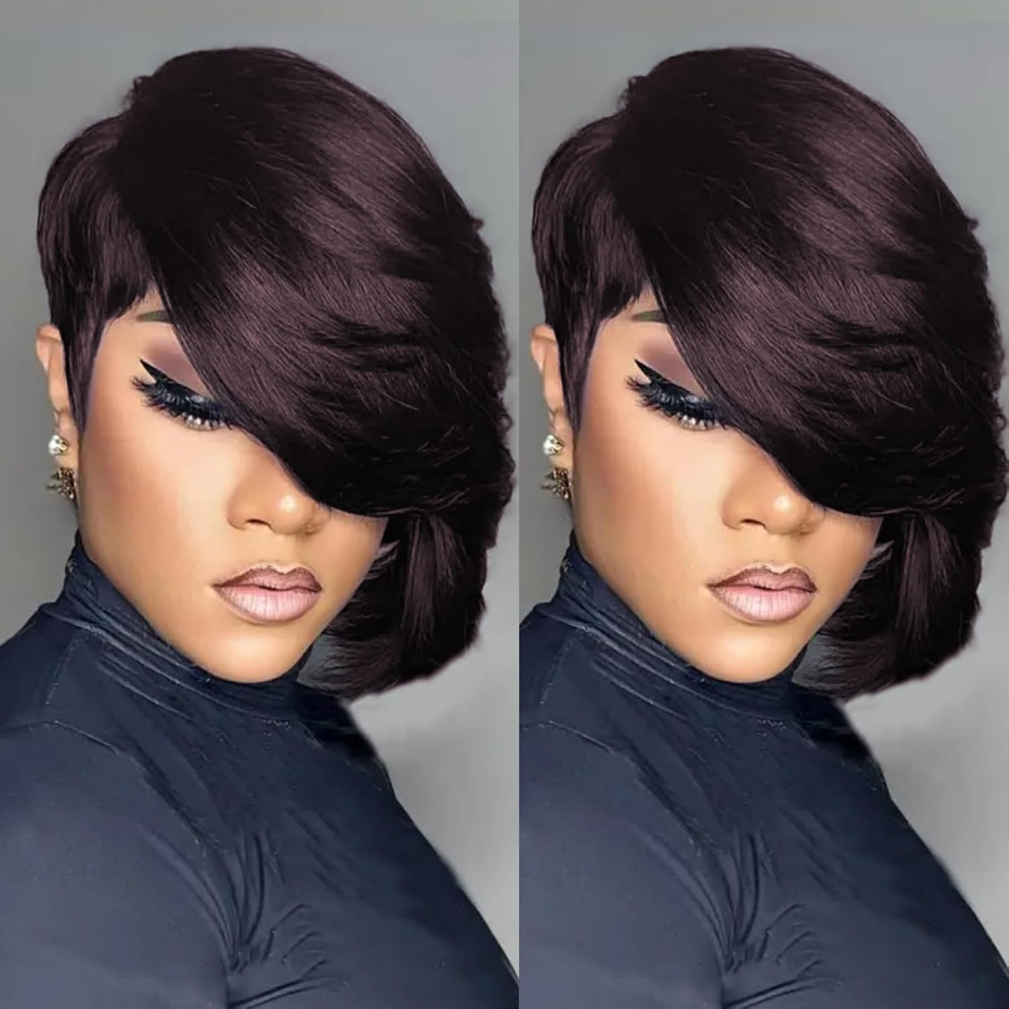 Chic Short Layered Pixie Cut Wigs for Women with Side Bangs