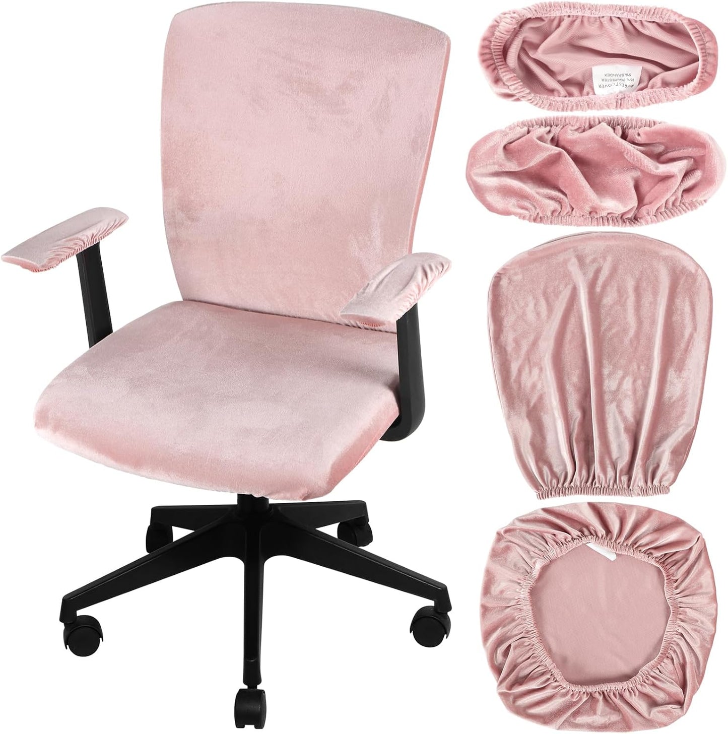 Protective Pink Office Chair Covers Set - Stretchable & Stylish
