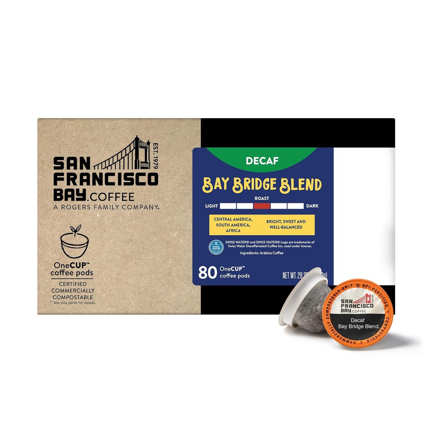 San Francisco Bay Compostable Coffee Pods - Decaf Bay Bridge Blend