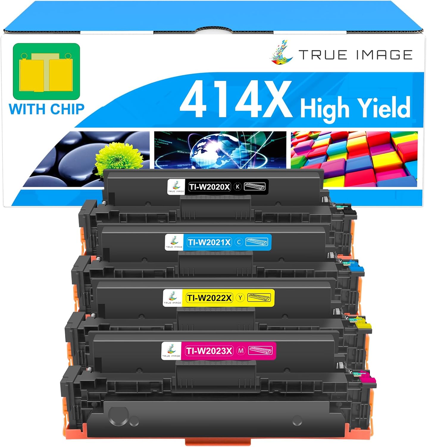High Yield 414X Toner Cartridges 4 Pack: Compatible Replacement for HP Color Laserjet Pro