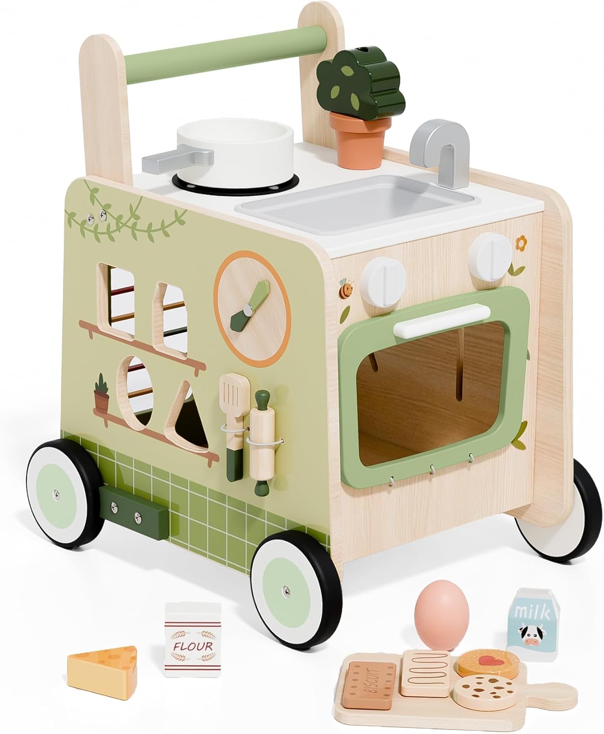 Green Baby Walker 6-in-1 Activity Center - Roleplaycook Fun!