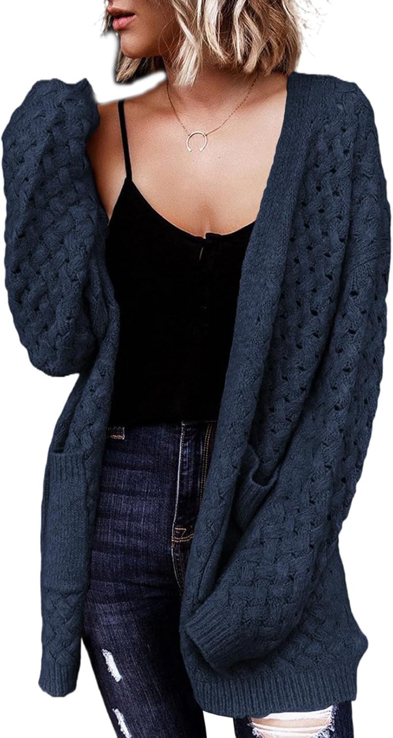 Dokotoo Women's Open Front Long Sleeve Chunky Knit Cardigan
