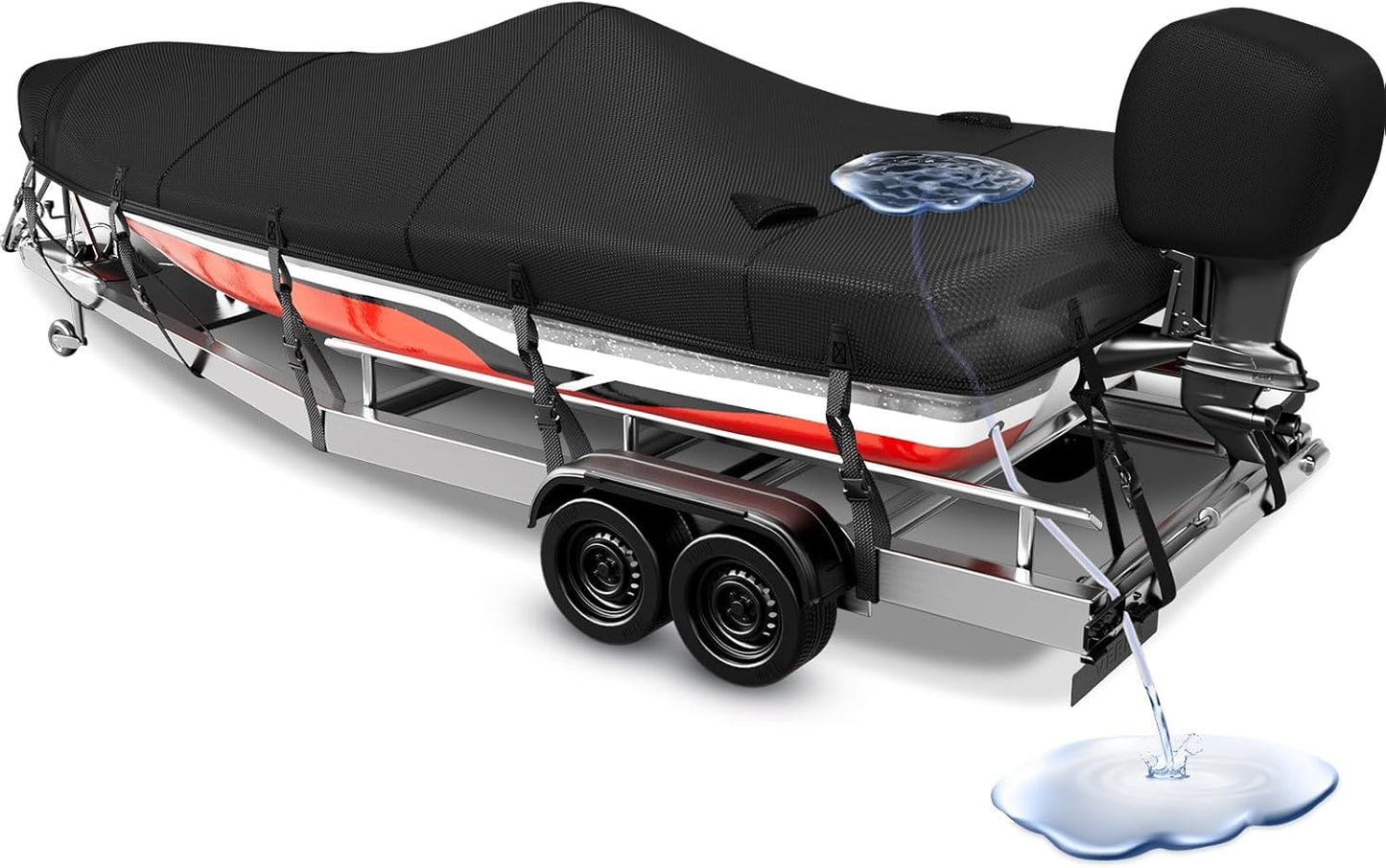 Heavy Duty Waterproof Boat Covers for 17-19ft V-Hull Boats