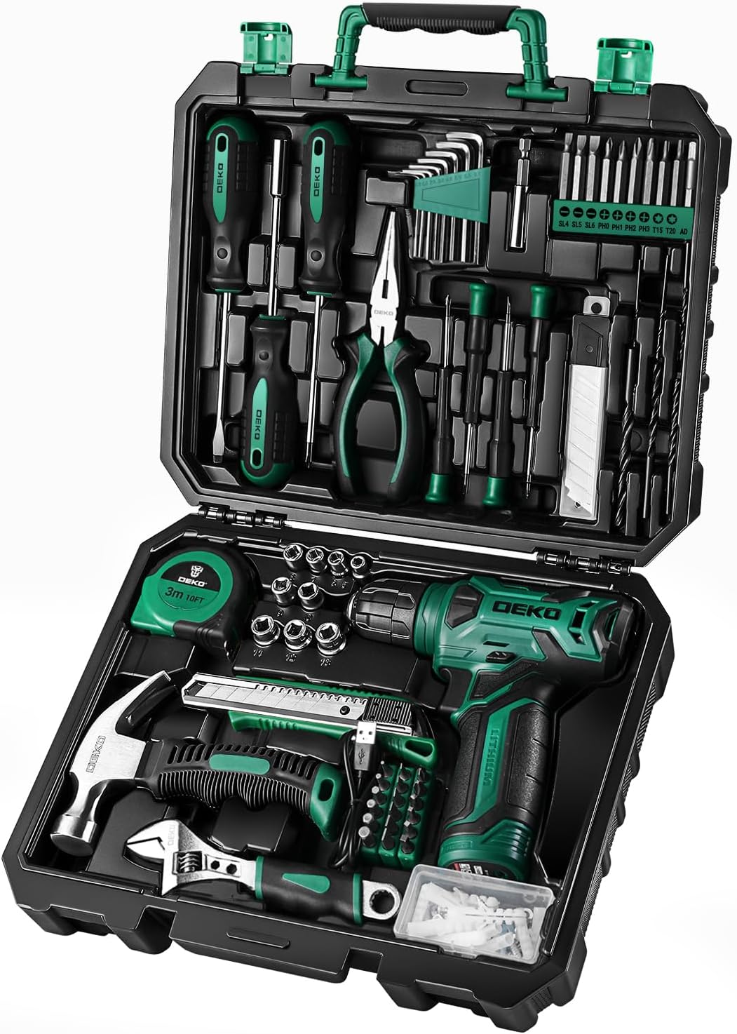 8V Cordless Drill Tool Kit for Home Repairs - 126 Piece Set