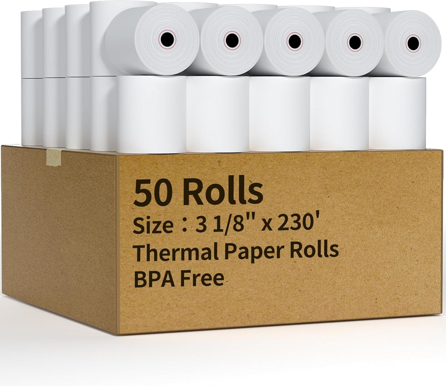 3 1/8 in x 230 ft Thermal Receipt Paper Rolls for POS Systems