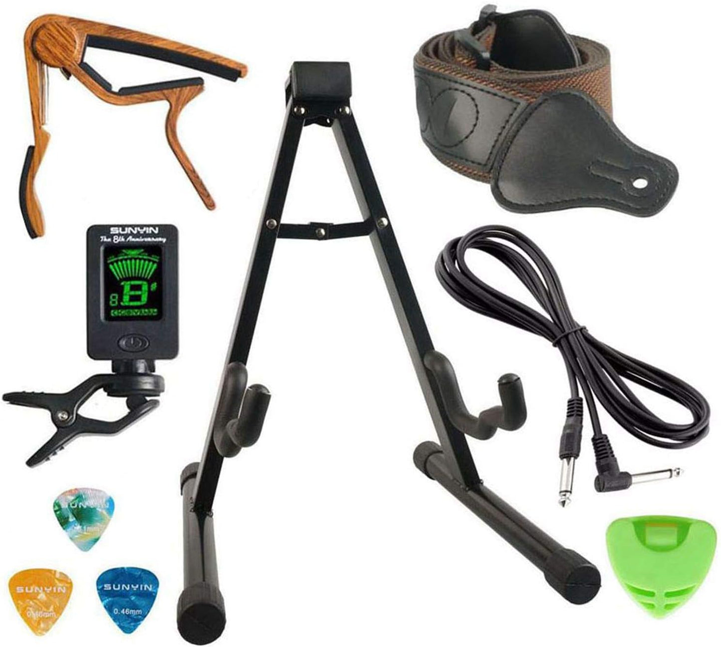 SUNYIN Guitar Stand & Accessories Kit - Complete Set for Beginners
