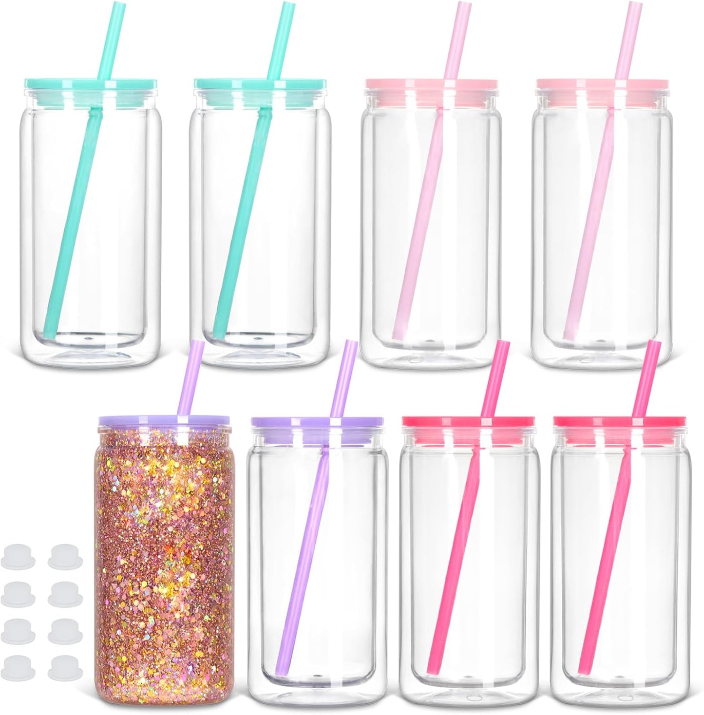 DIY Snow Globe Tumbler 16 Oz Double Wall Plastic Can Set