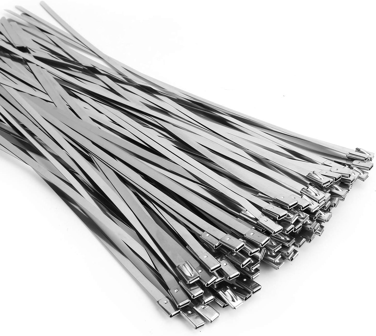 100PCS 11.8 Stainless Steel Zip Ties - Heavy Duty Self-Locking for Outdoor Use